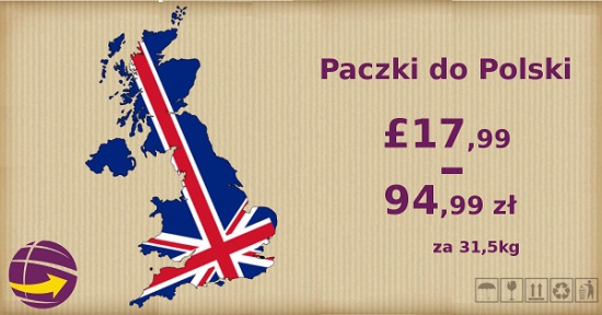 Paczki z/do Wielkiej Brytanii - 94,99PLN za 31,5kg!
